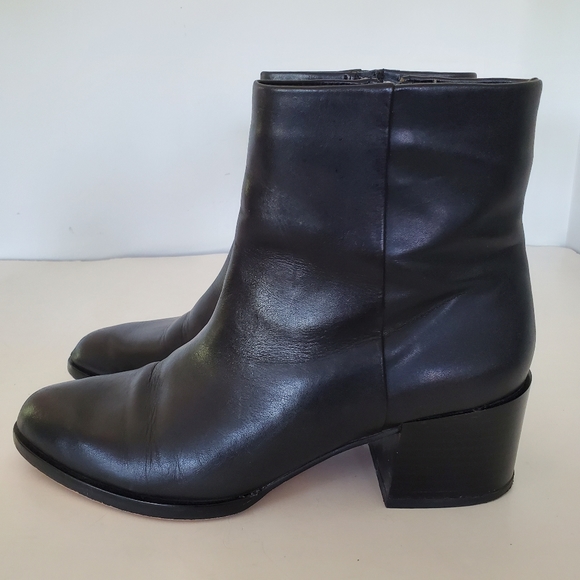 SAM EDELMAN Sz 8 Black Leather JOEY Block 2" Chunky Heel Ankle Bootie Side Zip - Picture 5 of 12